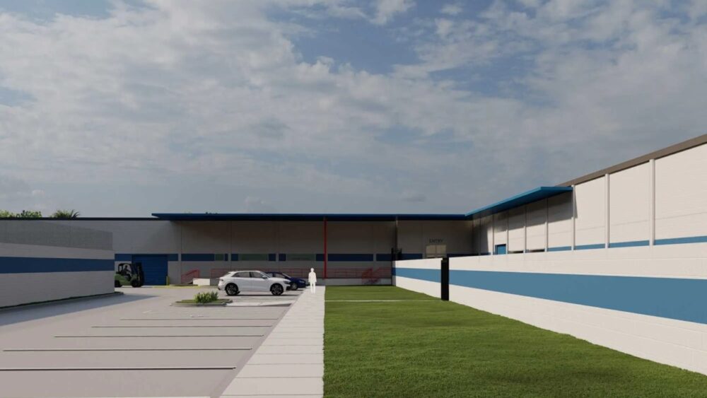 Ground-level view of proposed Tampa police annex and parking area