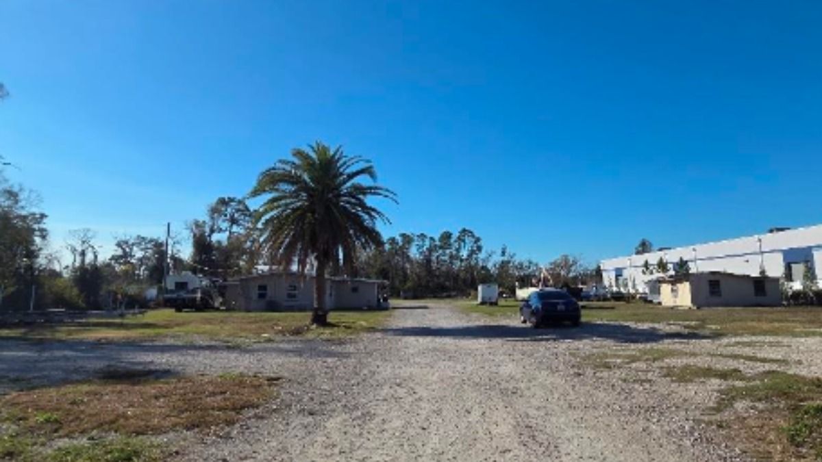 Existing conditions at Substation Road site with small building and open yard