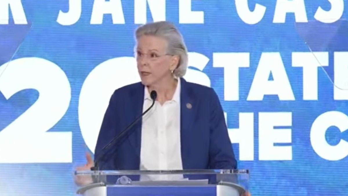 Tampa Mayor Jane Castor speaks during the 2026 State of the City address at a podium