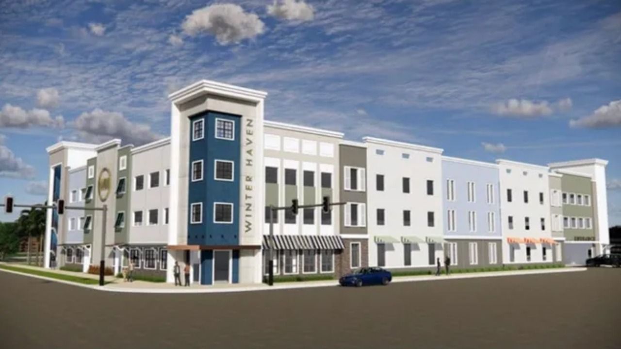 Rendering of the proposed Magnolia Parking Garage in downtown Winter Haven