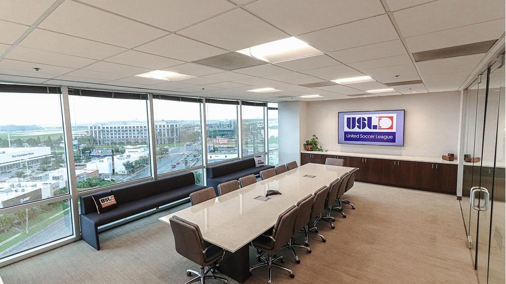 Conference room inside the United Soccer League headquarters in Tampa