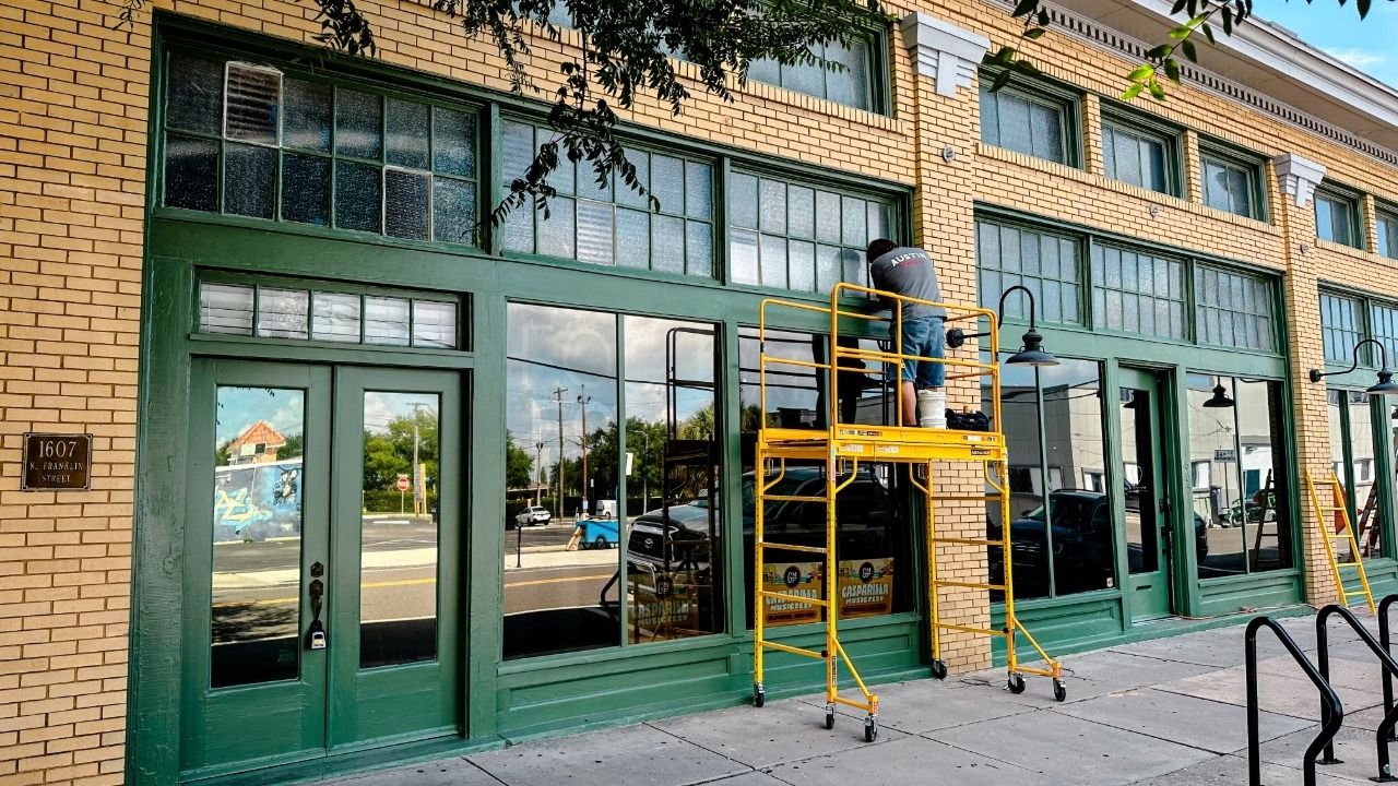 Exterior of Peppermint Lounge under construction on North Franklin Street in Tampa Heights