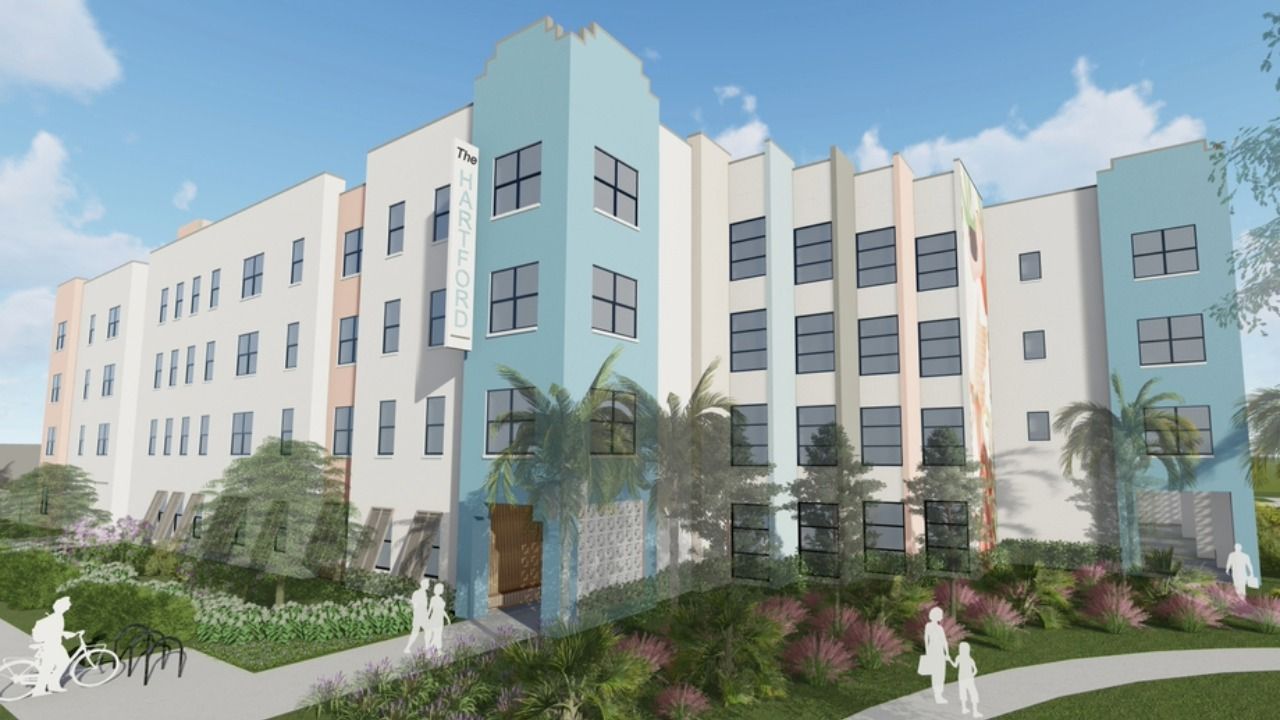 Rendering of the planned Hartford Apartments affordable housing development in St. Petersburg.