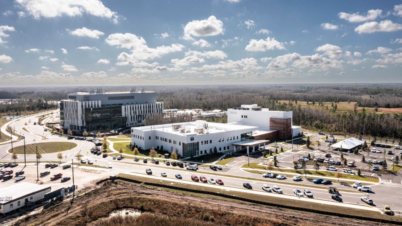 Aerial view of the Speros life sciences campus in Pasco County anchored by Moffitt Cancer Center facilities.