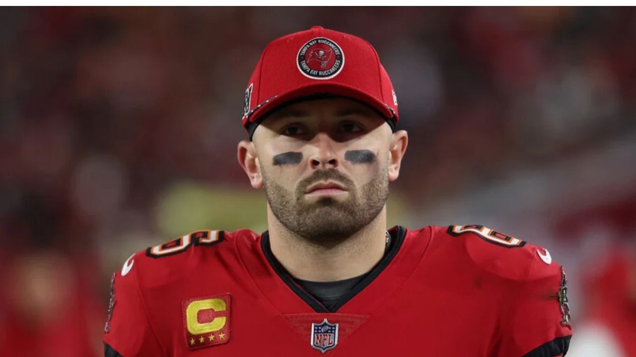 Tampa Bay Buccaneers quarterback Baker Mayfield before an NFL game.