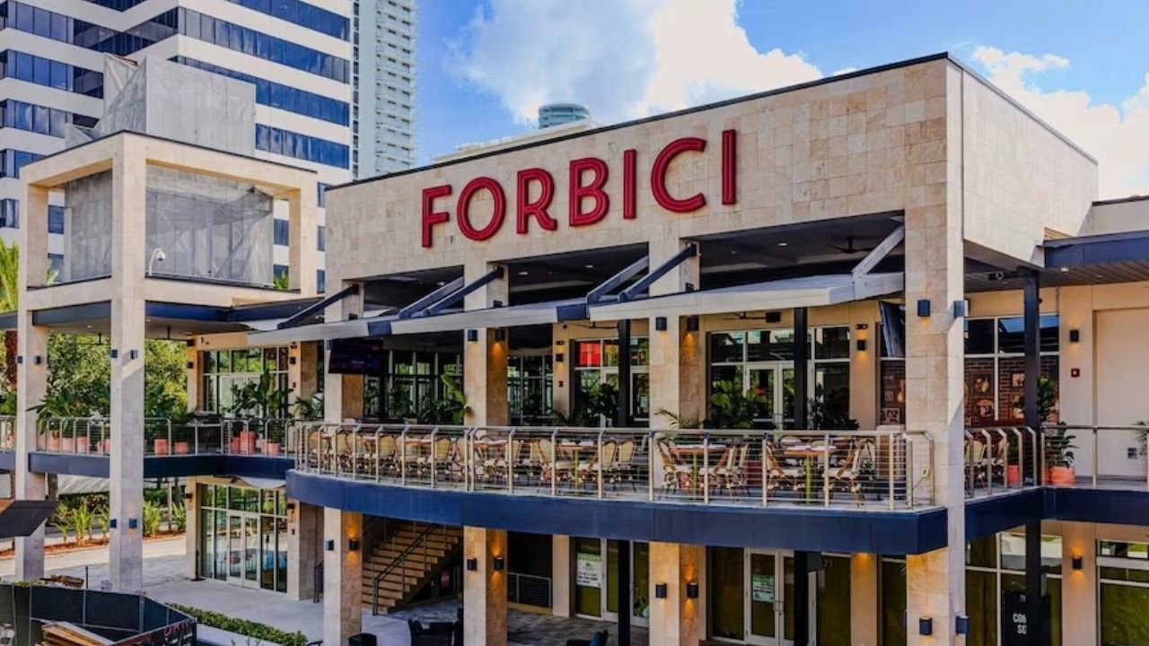 Exterior of Forbici's new restaurant at the Sundial mixed-use complex in downtown St. Petersburg, Florida.