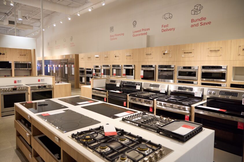 Interior and exterior views of the CITY HOME showroom in Plant City, Florida.