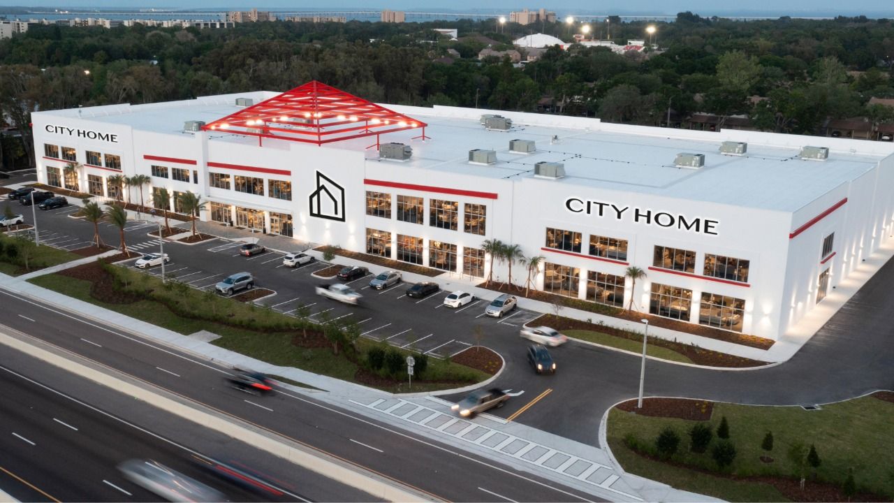 Exterior view of the CITY HOME showroom and distribution center in Plant City, Florida.