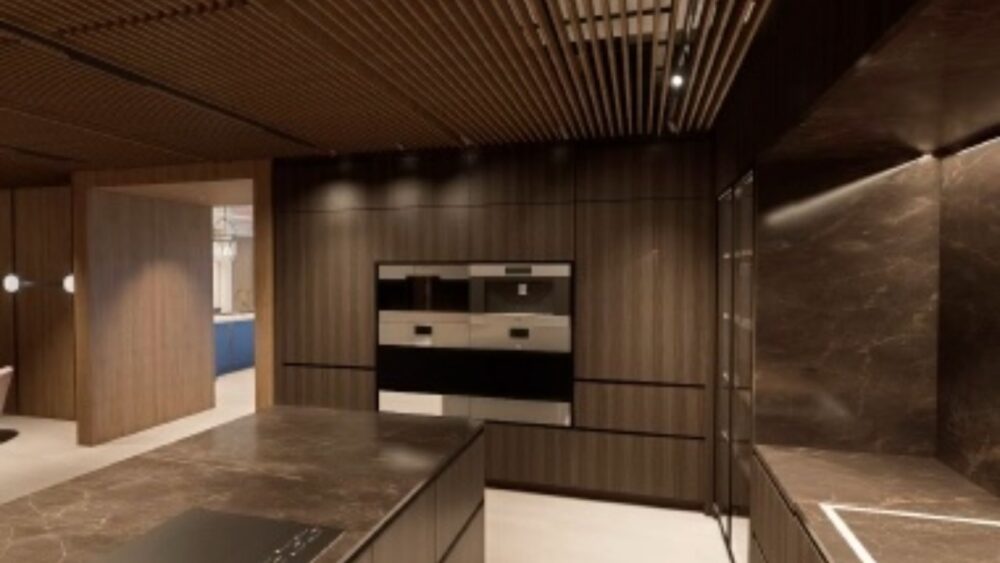 Rendering of Sub-Zero's planned South Tampa showroom featuring demonstration kitchens, appliance displays and consultation spaces at Bayshore Center.