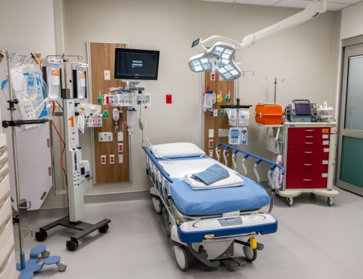 A patient room inside Florida Medical Clinic Orlando Health's Wiregrass Ranch Hospital.