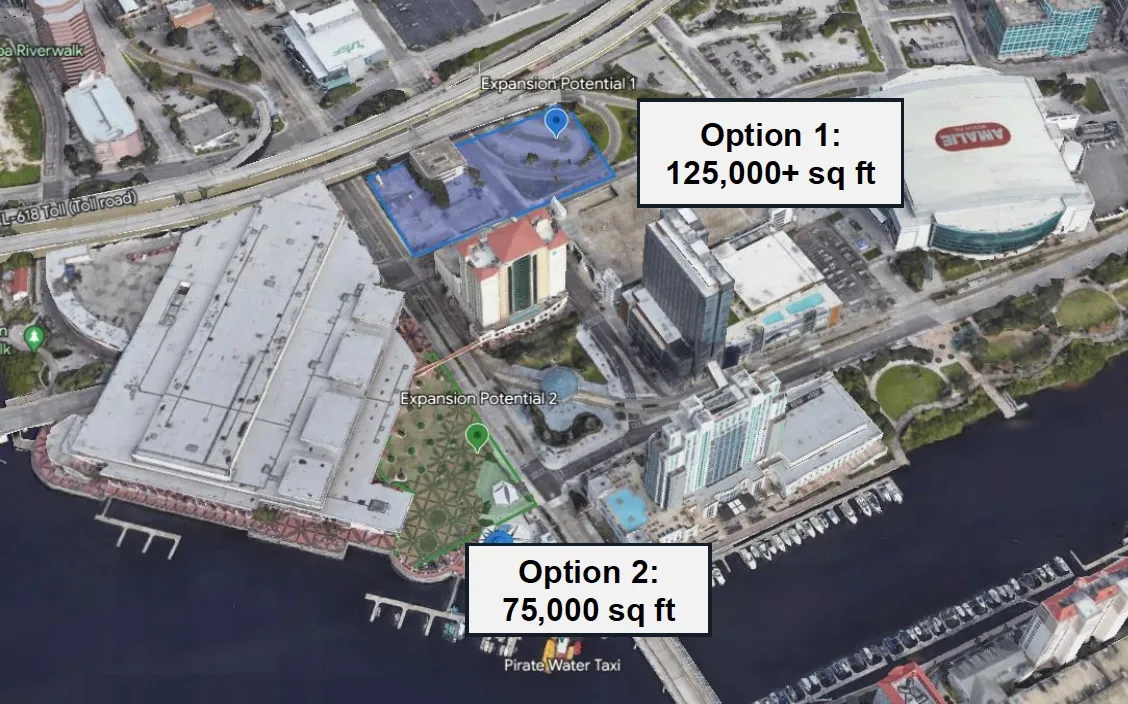 Conceptual expansion options for the Tampa Convention Center