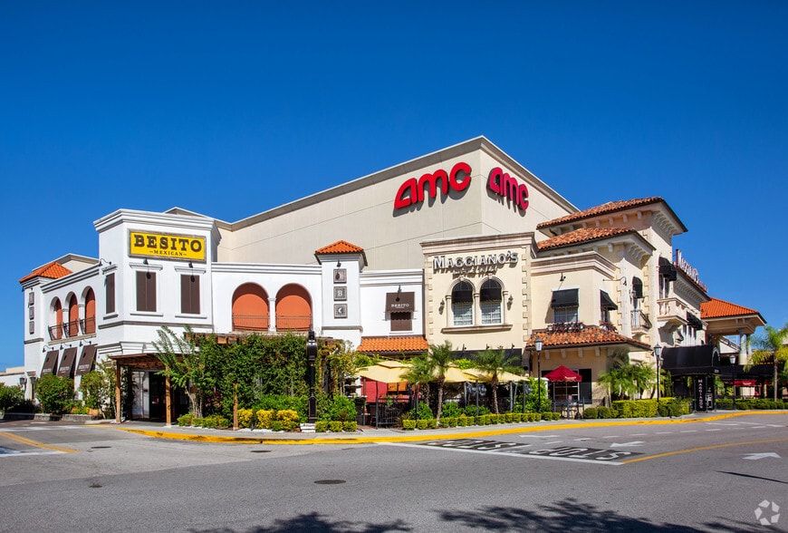 Westshore Plaza in Tampa, with AMC Theatres and restaurants along the mall’s exterior.