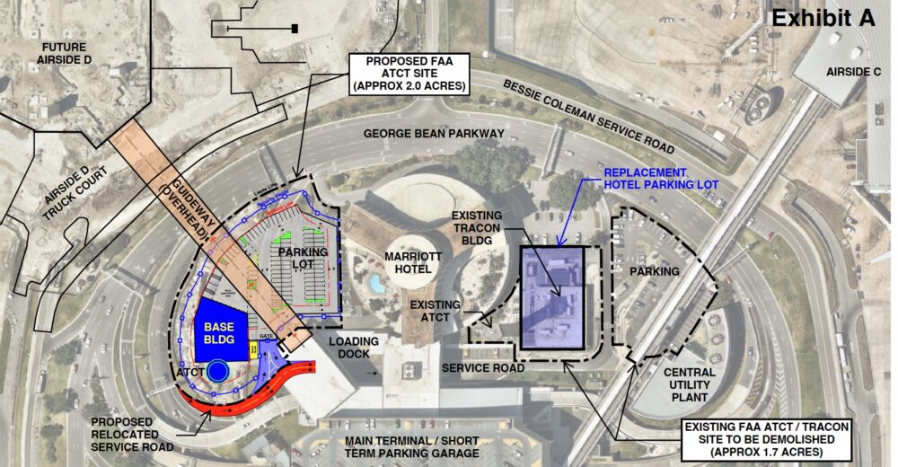 Conceptual site plan for Tampa International Airport’s proposed air traffic control tower near Airside D and the Tampa Airport Marriott.