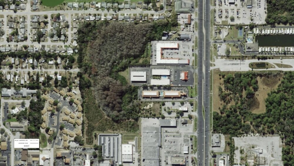 Aerial view of the La Vista Inn property in Port Richey, where a proposal would convert the hotel into a 122-unit apartment community.