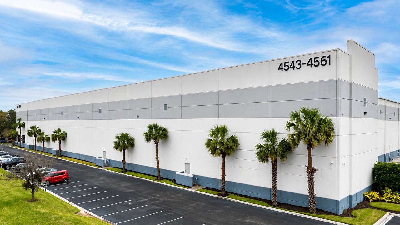 Exterior of the 4543-4561 Oak Fair Blvd. warehouse in eastern Hillsborough County.