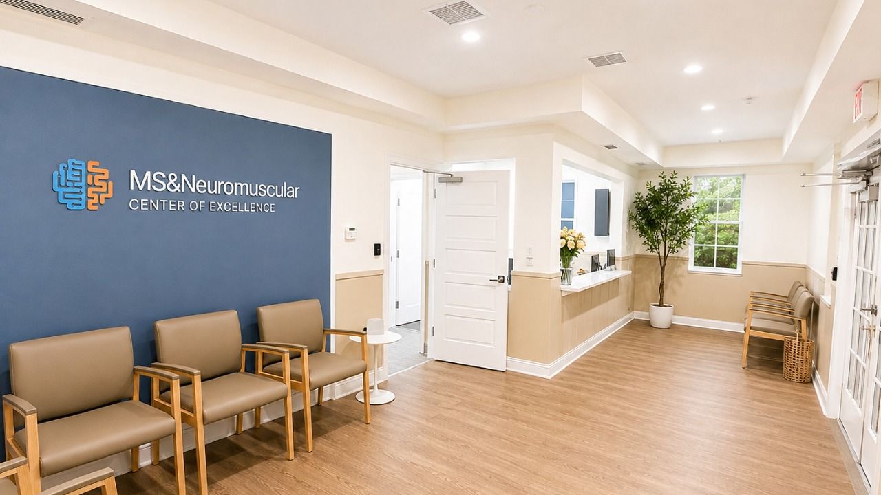Reception and waiting area at the MS & Neuromuscular Center of Excellence in Lutz.