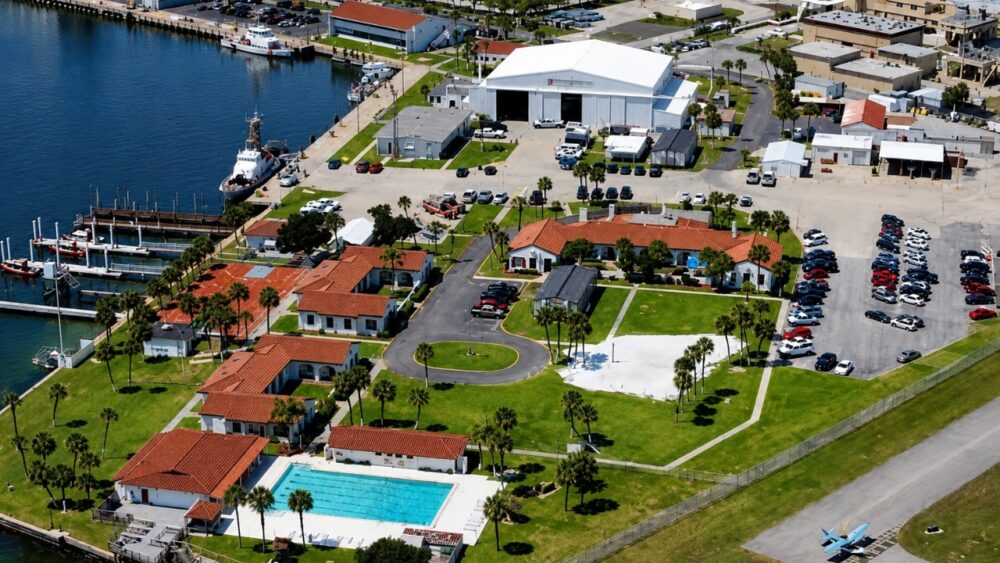 Aerial view of Coast Guard waterfront facilities at Sector St. Petersburg.