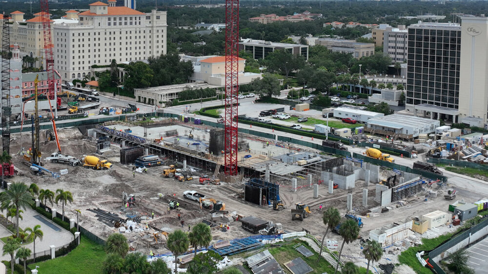 Construction underway on the 28-story, 400-unit apartment tower at the former Clearwater City Hall site