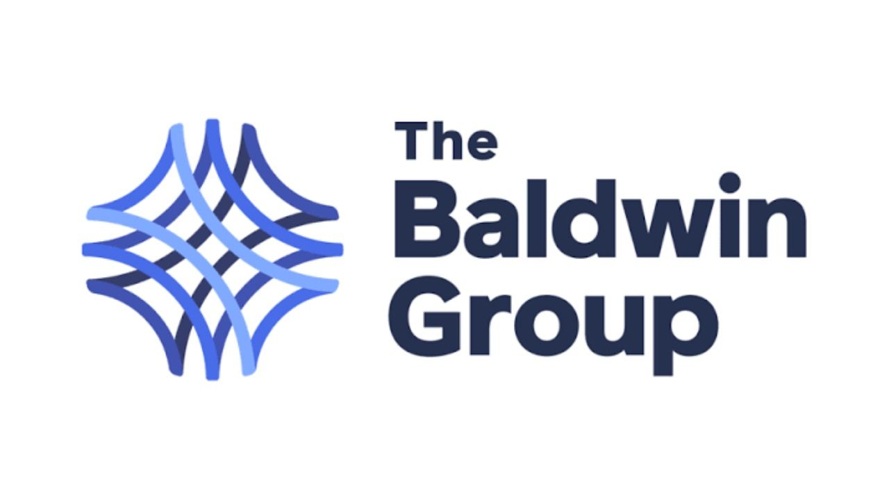 The Baldwin Group logo in blue with an interwoven geometric mark