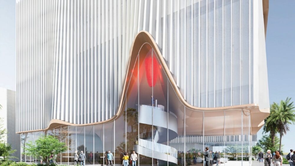 Architectural rendering of the planned Morean Art Center and Chihuly Collection expansion in downtown St. Petersburg.