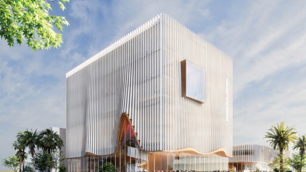 Architectural rendering of the planned Morean Art Center and Chihuly Collection expansion in downtown St. Petersburg.
