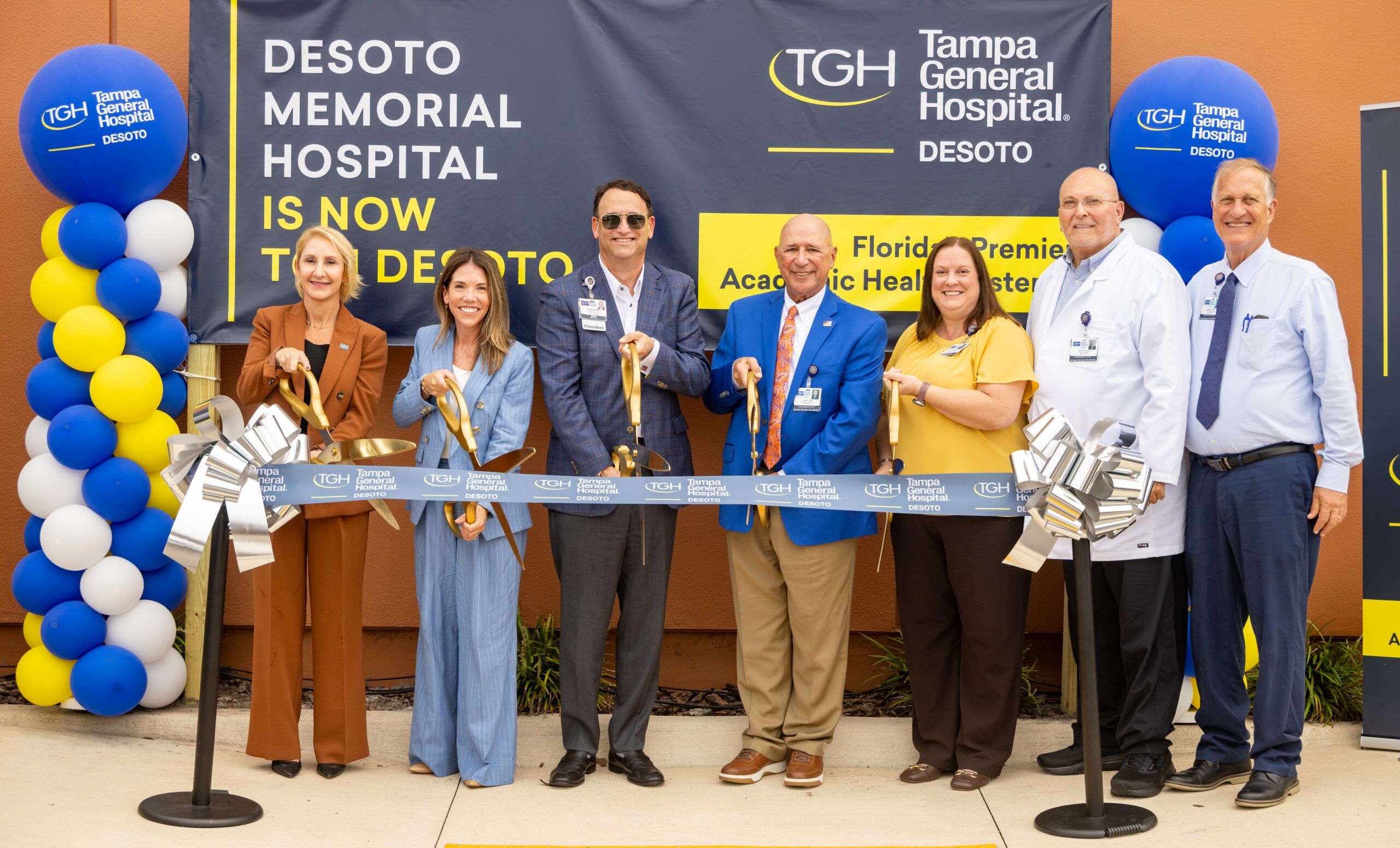 Tampa General Hospital leaders and staff mark DeSoto Memorial Hospital becoming TGH DeSoto in Arcadia.